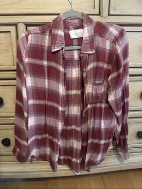 Lucky Brand Red and Cream Plaid Shirt